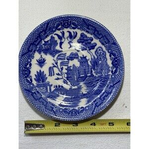 Blue Willow Blue/White Ceramic Plate, 5.5" Japan Blue and White Pottery
